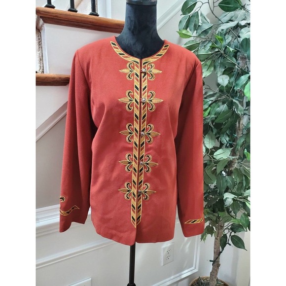 VTG Bob Mackie Solid Polyester Long Sleeve Buttons Front Jacket Blazer Size 1X - Picture 1 of 11